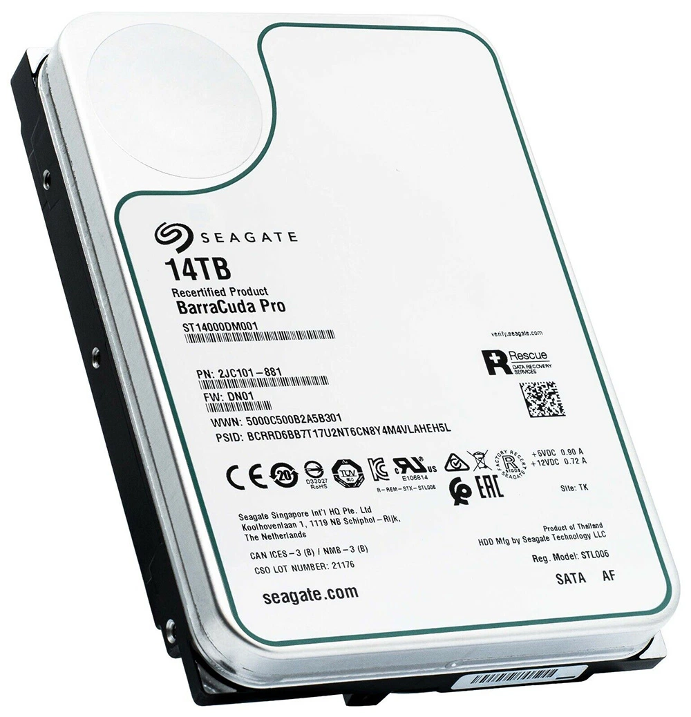 Seagate Barracuda PRO 14tb Hard Disk 7200 Rpm 256MB SATA3.0 6GB/S Hard Drive (ST14000DM001) SSD/HDD