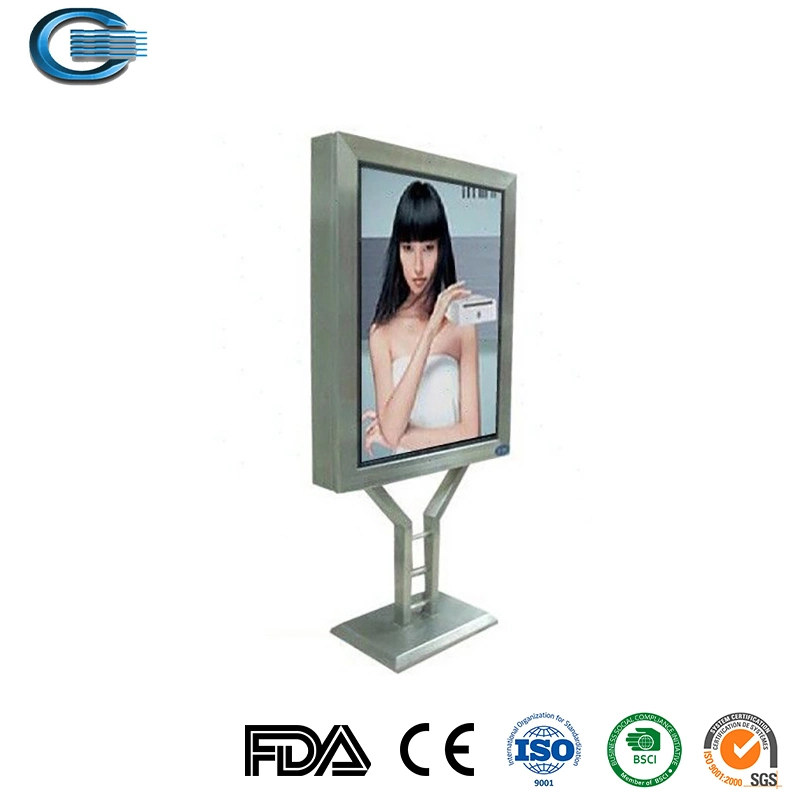 Huasheng Edge LED Module Aluminum Profile Exhibition Floor Poster Stand Double Sided Advertising Lightbox