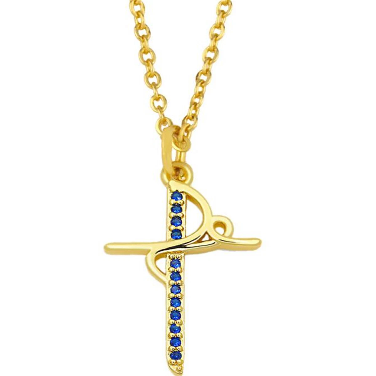 Nouveau collier en croix en cristal Pierre chaîne or Jésus collier pendentif
