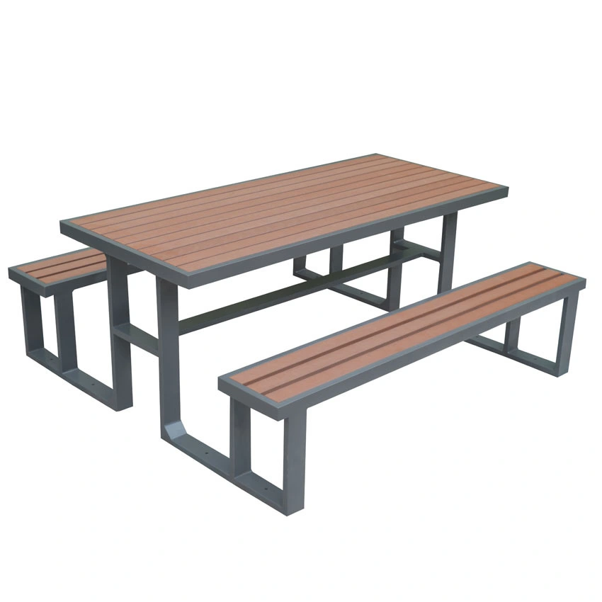 Muebles de aluminio de plástico de madera para exteriores Jardín Picnic Conjuntos de Mesa