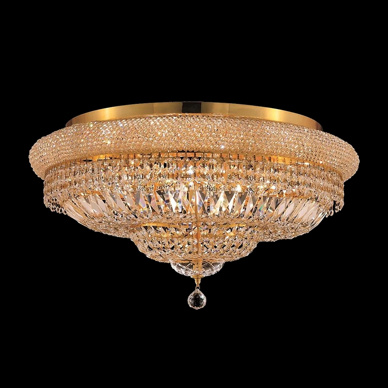 Factory Wholesale/Supplier Modern Decor Large Round Glass Brass K9 Crystal Chandelier