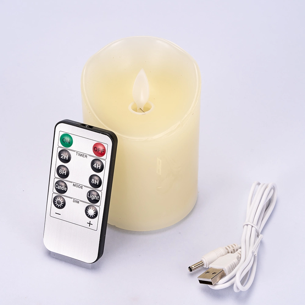 Hot Selling Flameless Candles Lamps Ivory Real Wax Battery Candles Lamp with Remote Control