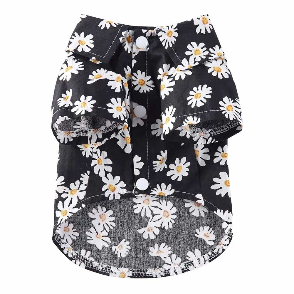 Hanyang Fashionable Custom Pattern Dog Clothes Summer Vacation Hawaii Beach Pet Daisy Flower Shirt