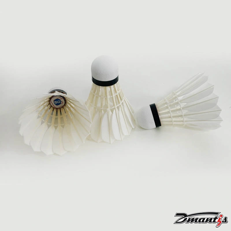 Vente en gros Chine usine Sport extérieur traditionnel Type Dmantis marque naturelle Cale-clock de badminton à plumes d'oie