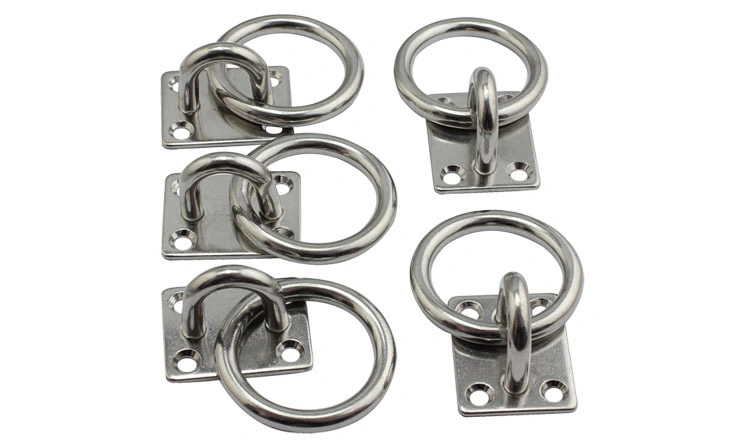 Stainless Steel Marine Grade Hardware Wall Mounted Welded Ring Square Pad Eye Plate Rigging Hardware