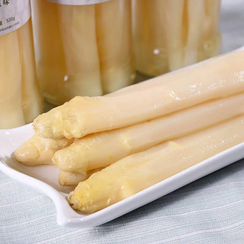 Fresh Canned White Asparagus in Glass Jar