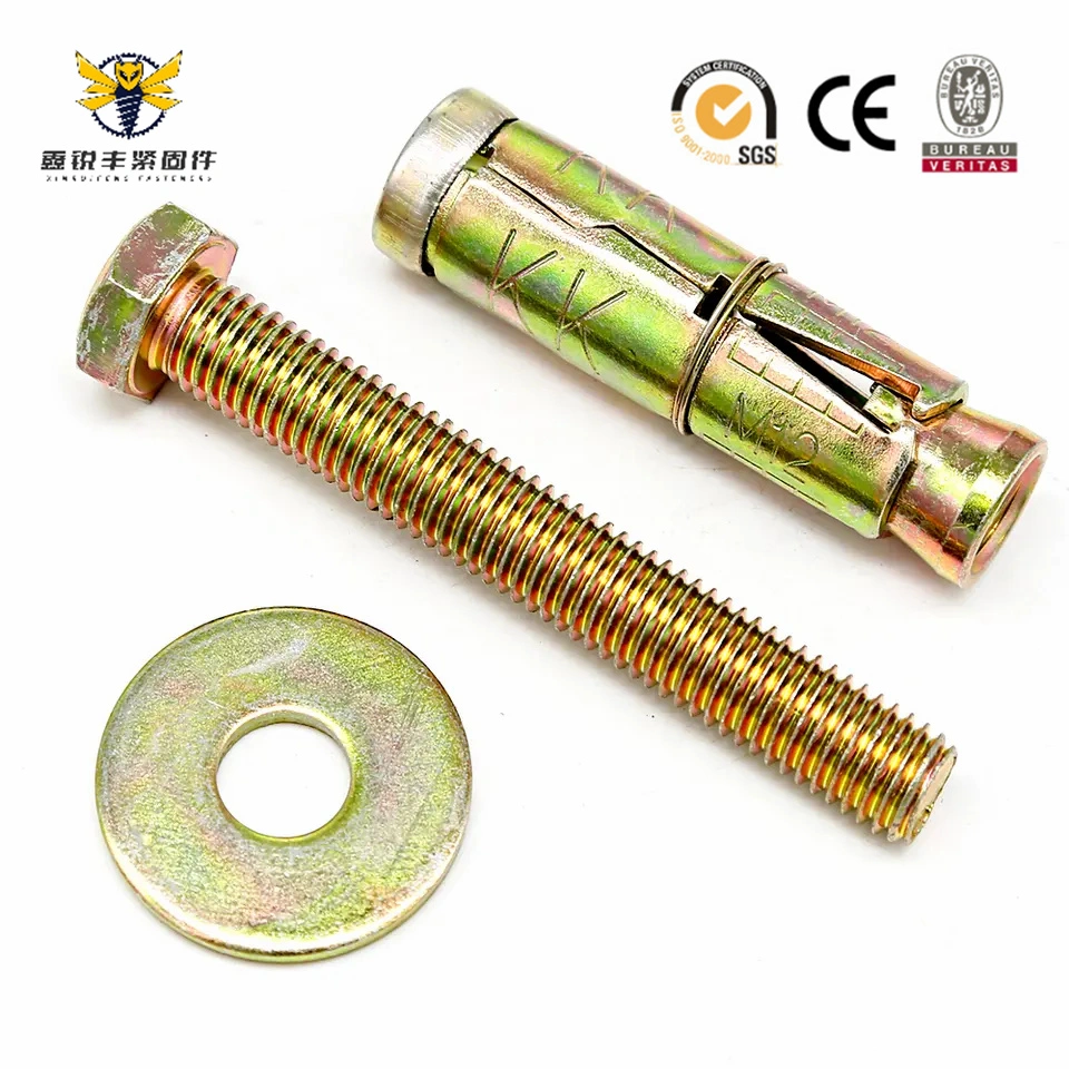 China Carbon Steel Yellow Zinc Plated 4PCS Fix Bolt for Machinery Chemical Industry Environmental Building