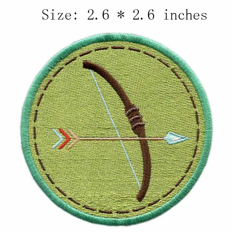 Bow and Arrow 2.6"Wide Embroidery Patch Hunting Round Patch