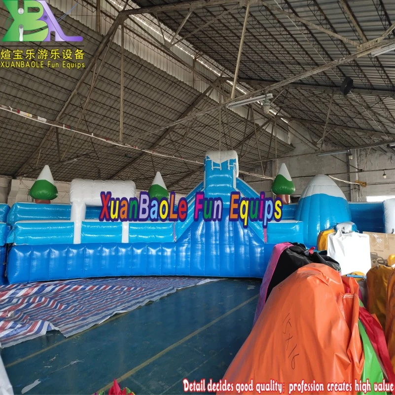 Inflable gigante personalizada Parque Acuático con piscina, el oso de hielo y nieve tema mundial de la diapositiva Hinchables Parque Piscina