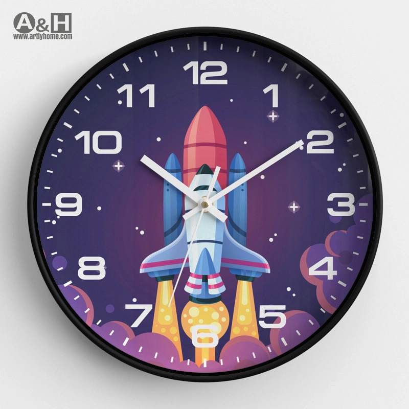 Horloge murale en plastique pour la maison, la chambre des enfants, le salon, avec une décoration de dessin animé.