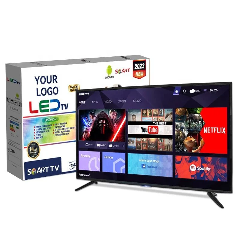 Usine TV LED LCD 32 pouces 4K de la télévision Android Smart TV 40 43 50 55 Inch TV à écran plat à bon marché pour les ventes