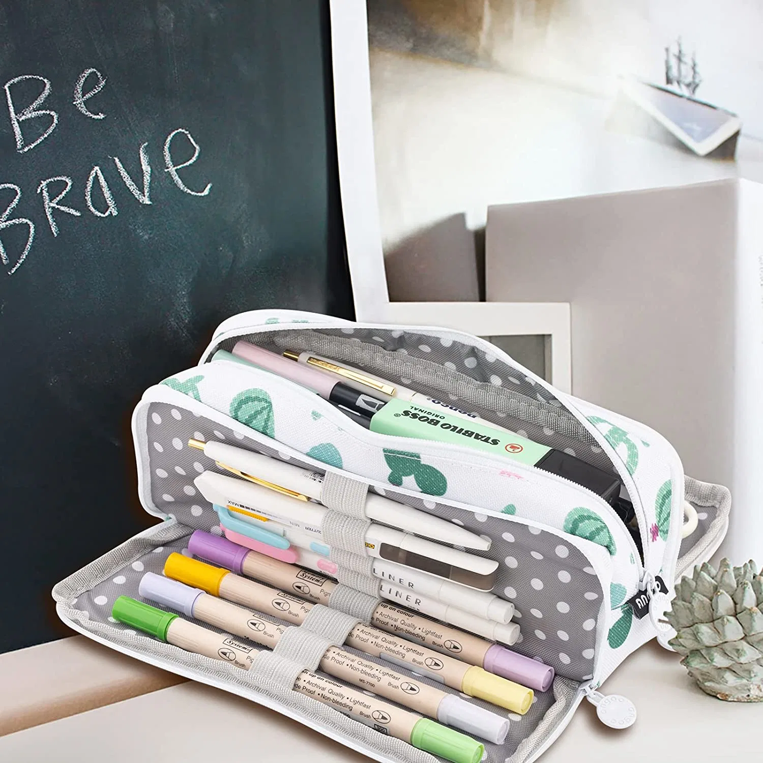 Caixa de lápis Lápis Multifunção Zipper Saco de caneta na caixa de caneta lápis saco cosmético para escritório
