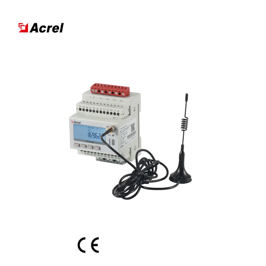 Acrel Adw300-4de baja tensión trifásica ghw Medidor de Energía Inalámbrica en carril DIN Iot Smart Power Control 4G con APP Comprobación de datos