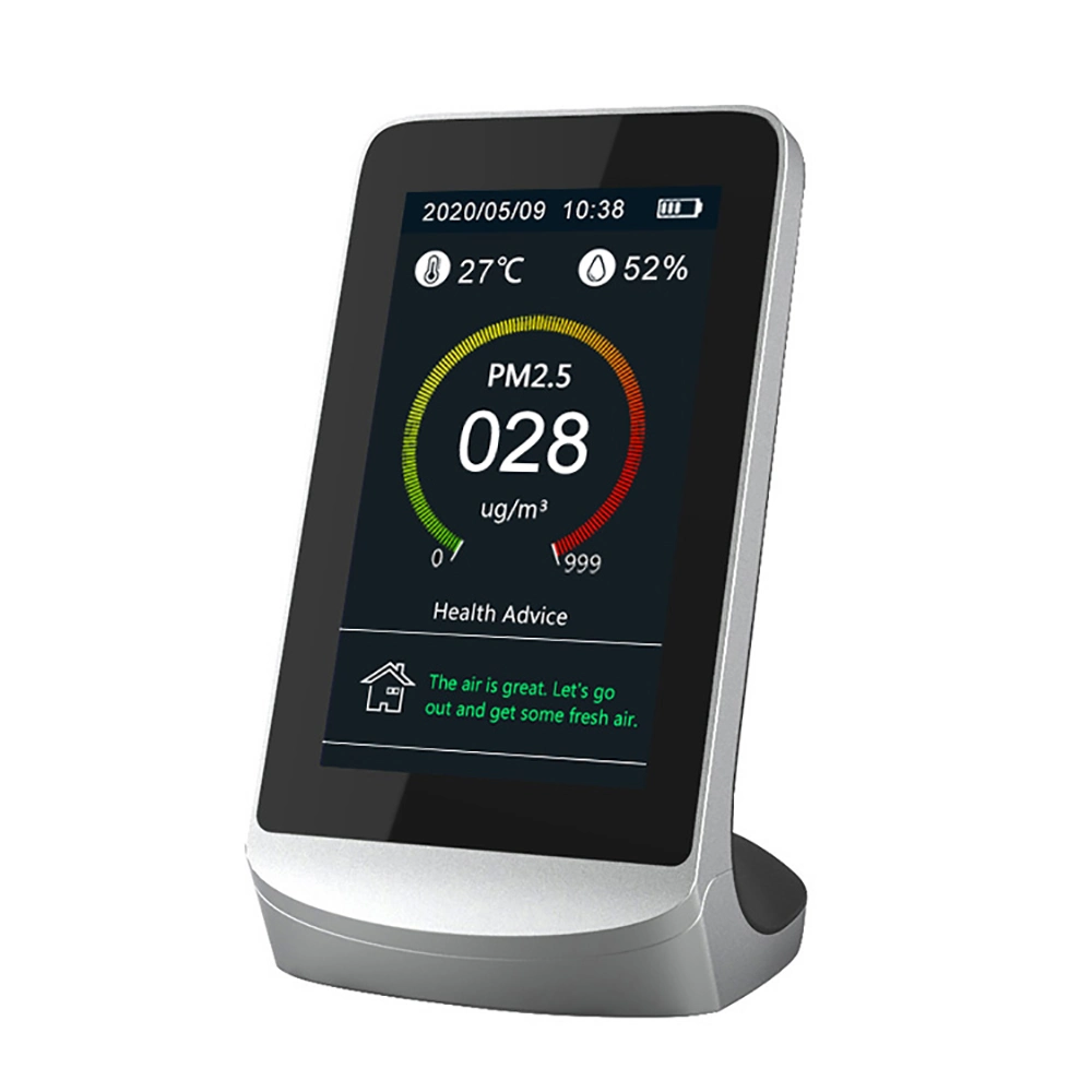 PM2,5 en un monitor de calidad del aire 8 Detector HCHO TVOC Temperatura humedad Medidor AQI con pantalla LCD 24 horas Real Supervisión del tiempo