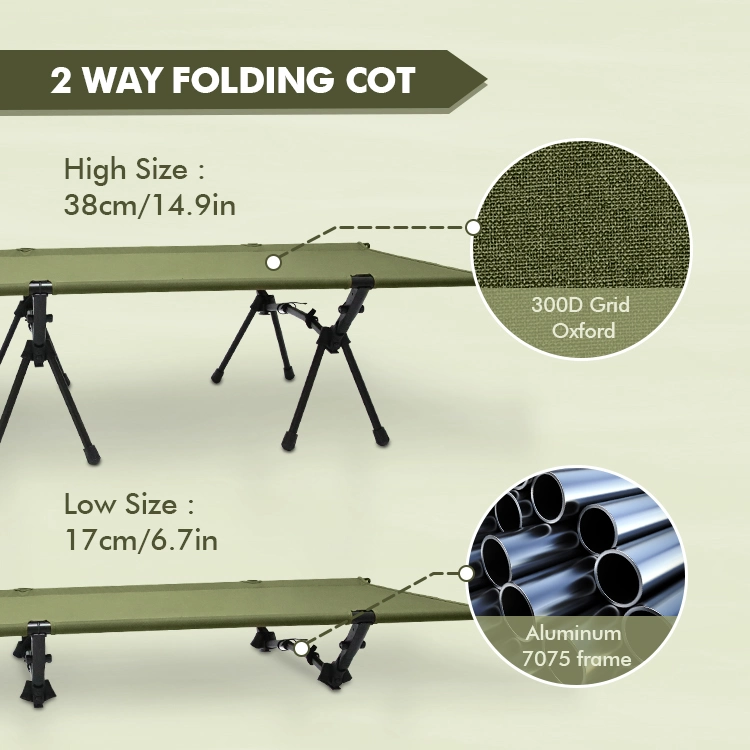 سرير واحد من الألومنيوم قابل للطي سرير مخيم قابل للطي سرير المتنقلة
