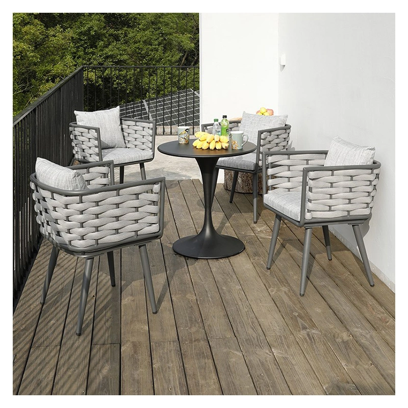 Modern Popular Home Patio Dining Table and Chair Set Rope Outdoor Furniture