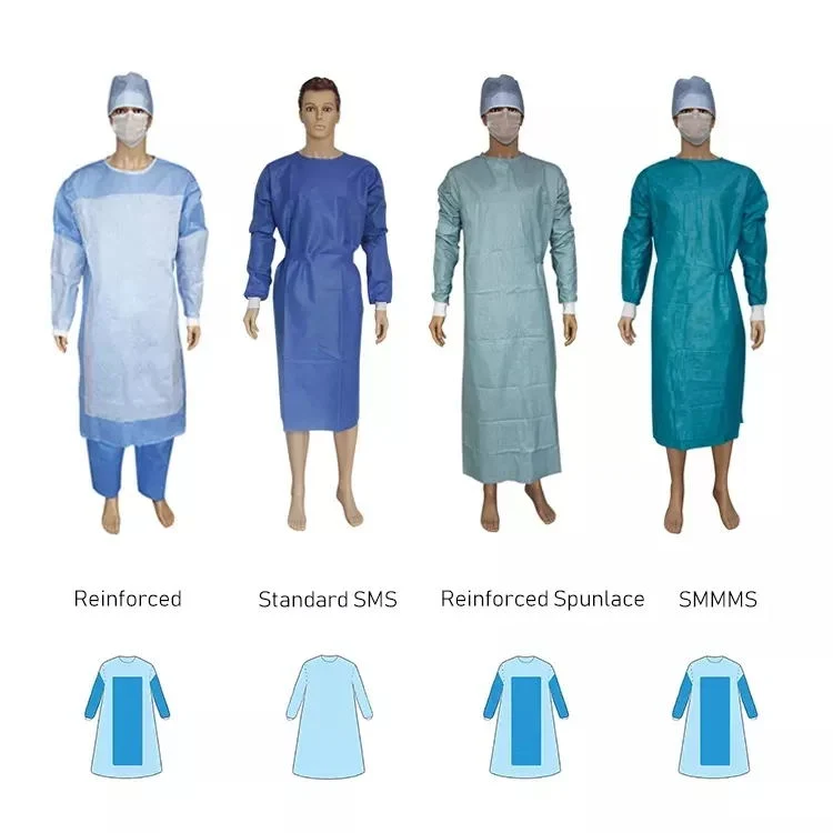 PP/CPE/SMS Disposable Reinforced/Knitted Surgical Apparel/Medical/ Exam/Operation Isolation Gown Hospital Dental/Industry Healthcarefda 510K CE Level 2/3/4