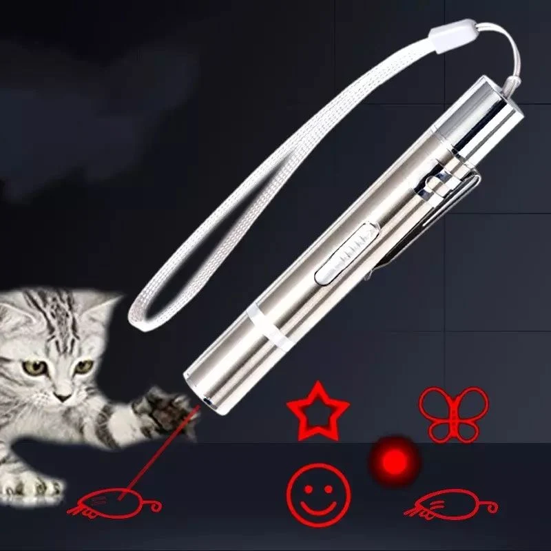 USB Charging LED Flashlight UV Light Pet Catch Interactive Laser Pointer Cat Laser Pen
