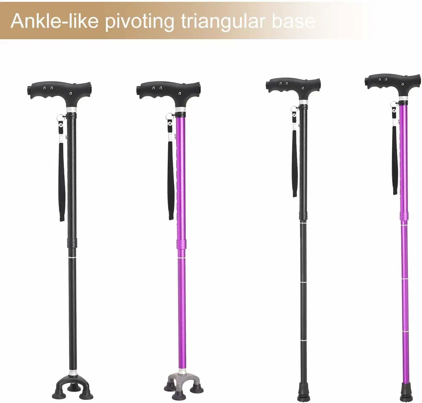 Hot Sale LED Light Aluminum Alloy Light Telescopic Foldable Elderly Crutches Cane Walking Stick with Lamp