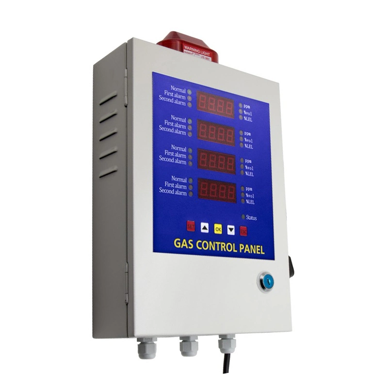 La alarma del detector de fugas de gas coincide con el controlador multicanal y Controlador de Alarma de Gas.