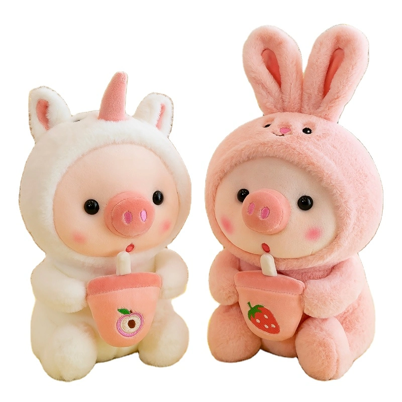 Multi cores valentine Gift Bubble Tea Milk Kawaii plush Brinquedos bonitinho Chá de leite Pig peluche