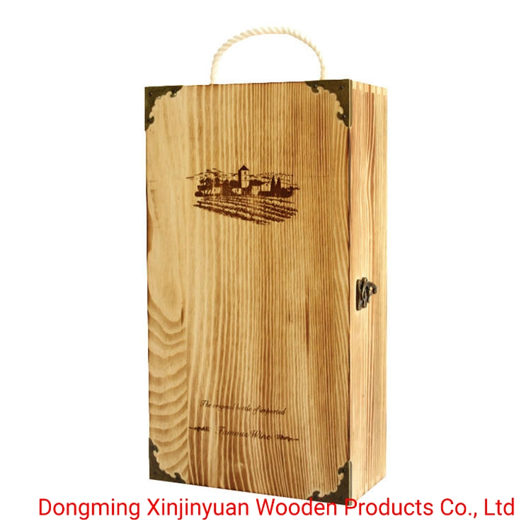 New Style Hollow Zwei Flasche Solid Wood Wein Flasche Geschenk Box Weinkartons