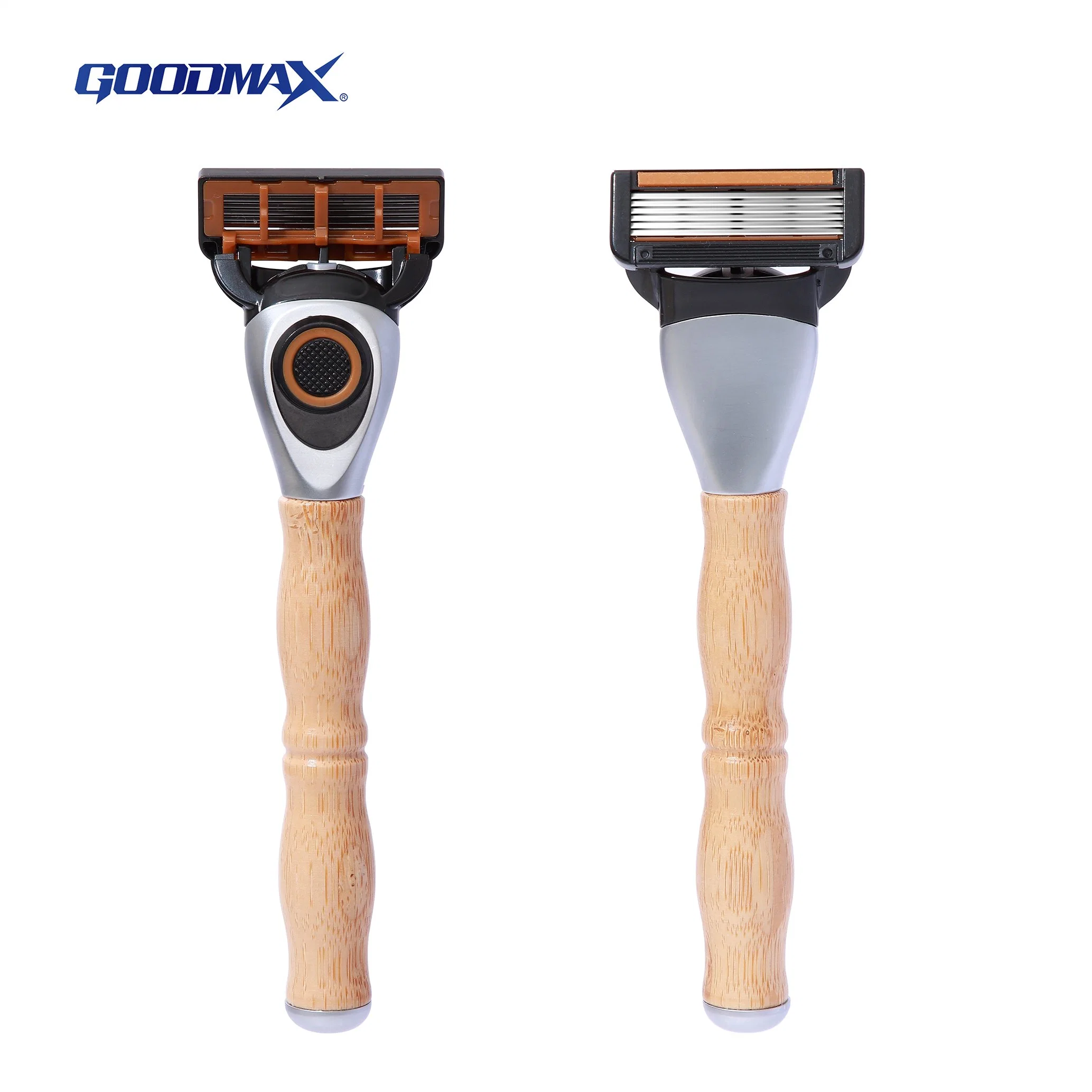 Bamboo Handle Six Blade Open Back System Razor