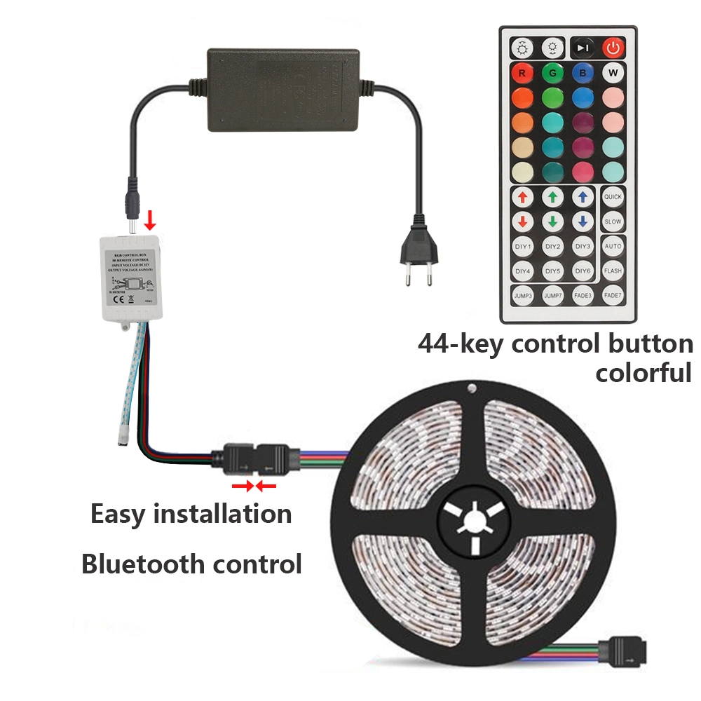 مصباح LED 44keys DC12 فولت 50SMD LED الخاص بوحدة التحكم عن بُعد بالأشعة تحت الحمراء شريط RGB خفيف