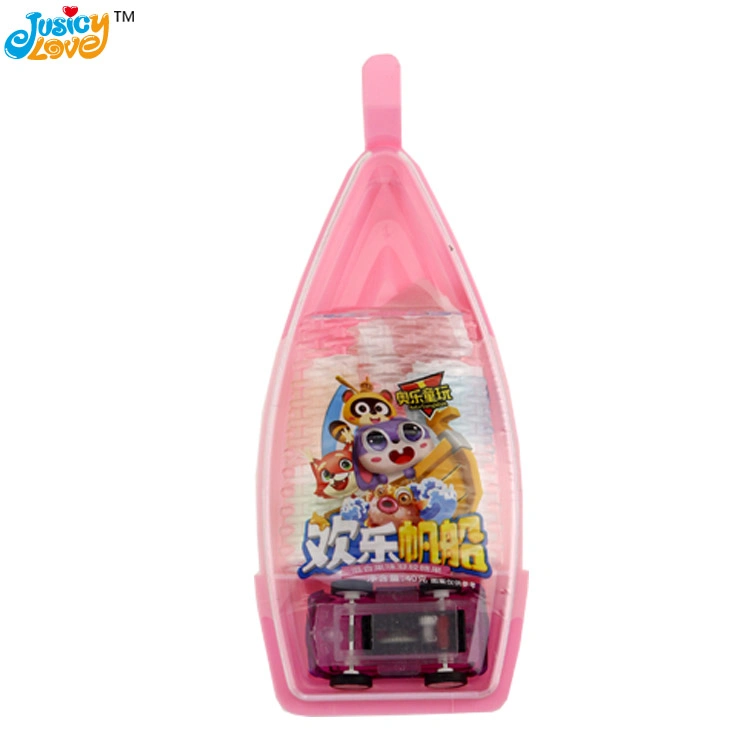 Wholesale/Supplier Colorful Sailing Boat Shape Toy Car with Fruit Flavor Roll Soft Candy