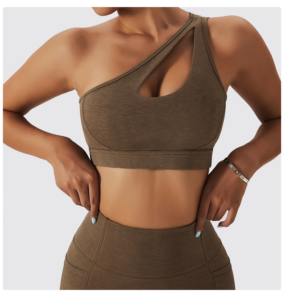 OEM Sexy Mädchen Fitness Gym tragen Crop Tops für Frauen Active Wear Plus Size Ein-Schulter-Sport-Bh