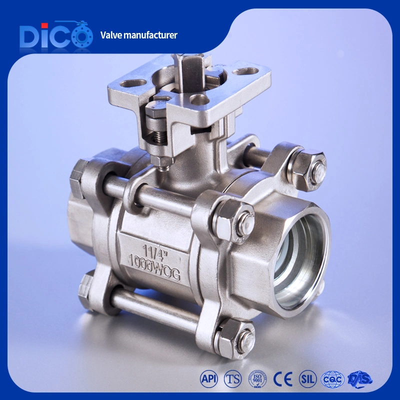 Dico Wenzhou 2 1/2" Socket Weld End Stainless Steel with ISO5211 Pad 3PC Ball Valve