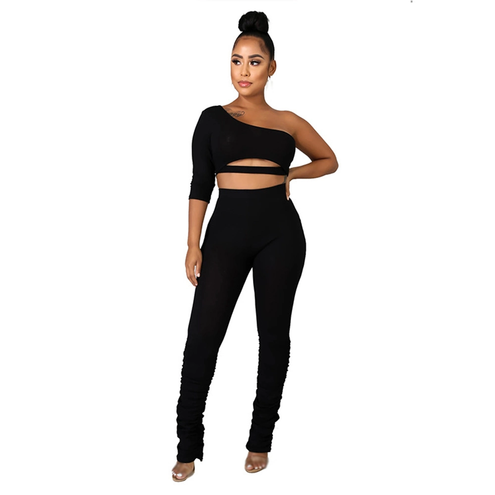 Customized Polyester Jogging Suit Yoga Wear Sexy Women 2 PC Set Sports Pants Tracksuit