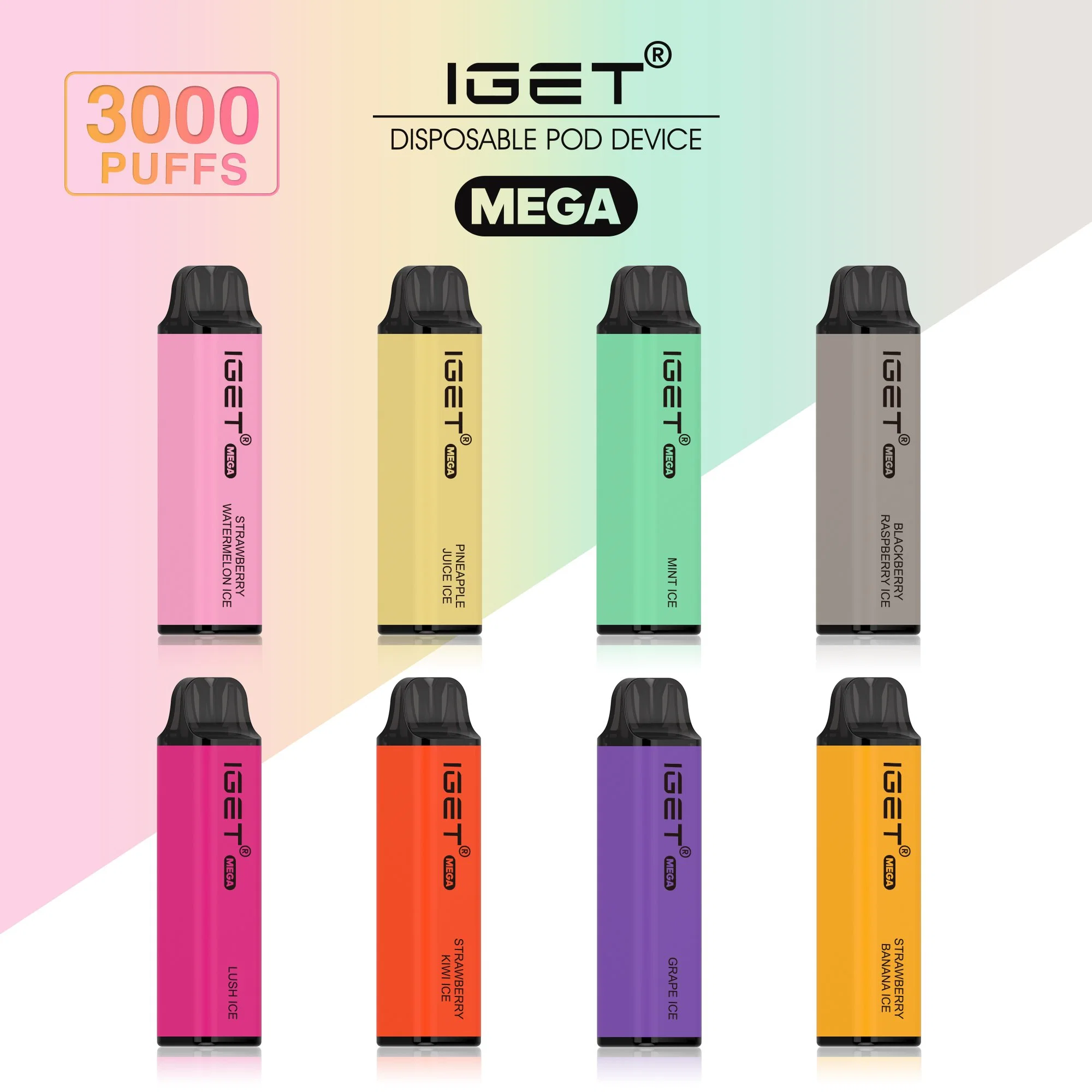 Iget Mega 3000 Puffs E Cigarette Vaporizer Smok Pod Smoke Juicy Fruit Liquid