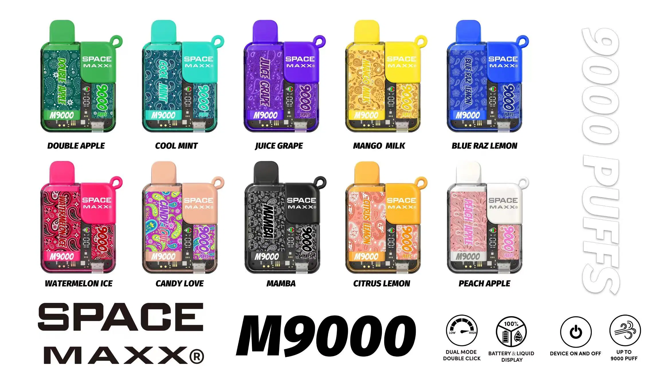 Wholesale/Supplier Price Disposable/Chargeable Vape Box Space Maxx 9000 Puffs 8000 5000 LED Indicator