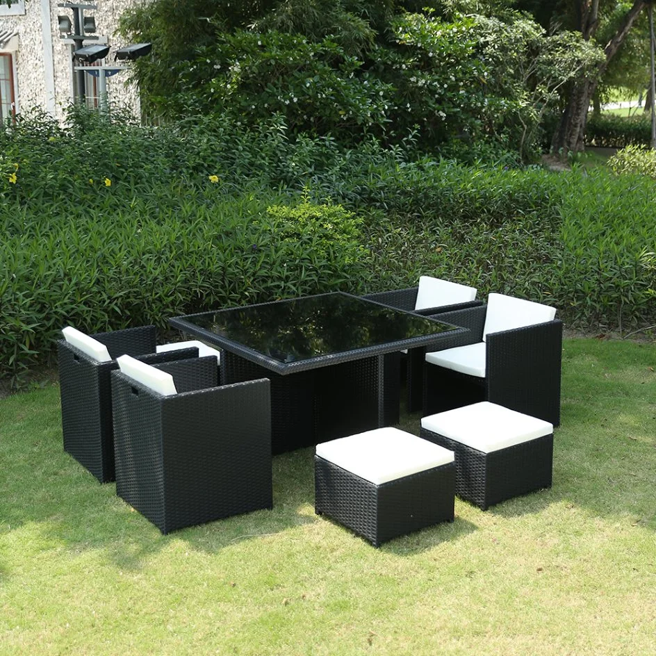 Heißer Verkauf Garten Patio Möbel Outdoor Aluminium Frame Rattan Dining Tisch und Stühle mit Pedal