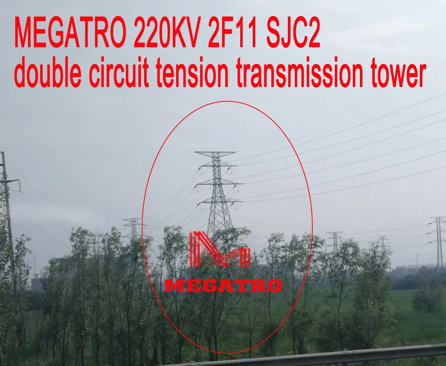 Megatro 220kv 2F11 Sjc2 tensión de la torre de transmisión de doble circuito