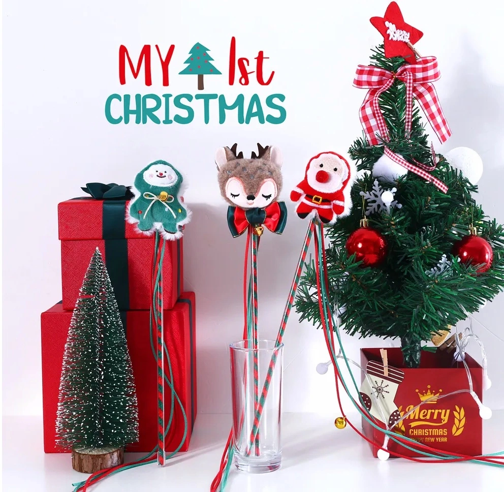 Hot Sale Christmas Tree Santa Claus Cat Teaser with Bell Toy