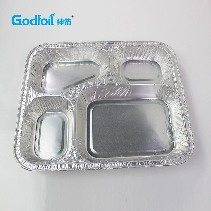 Healthy Mutli-Compartment Aluminum Foil School Container for Food Packing