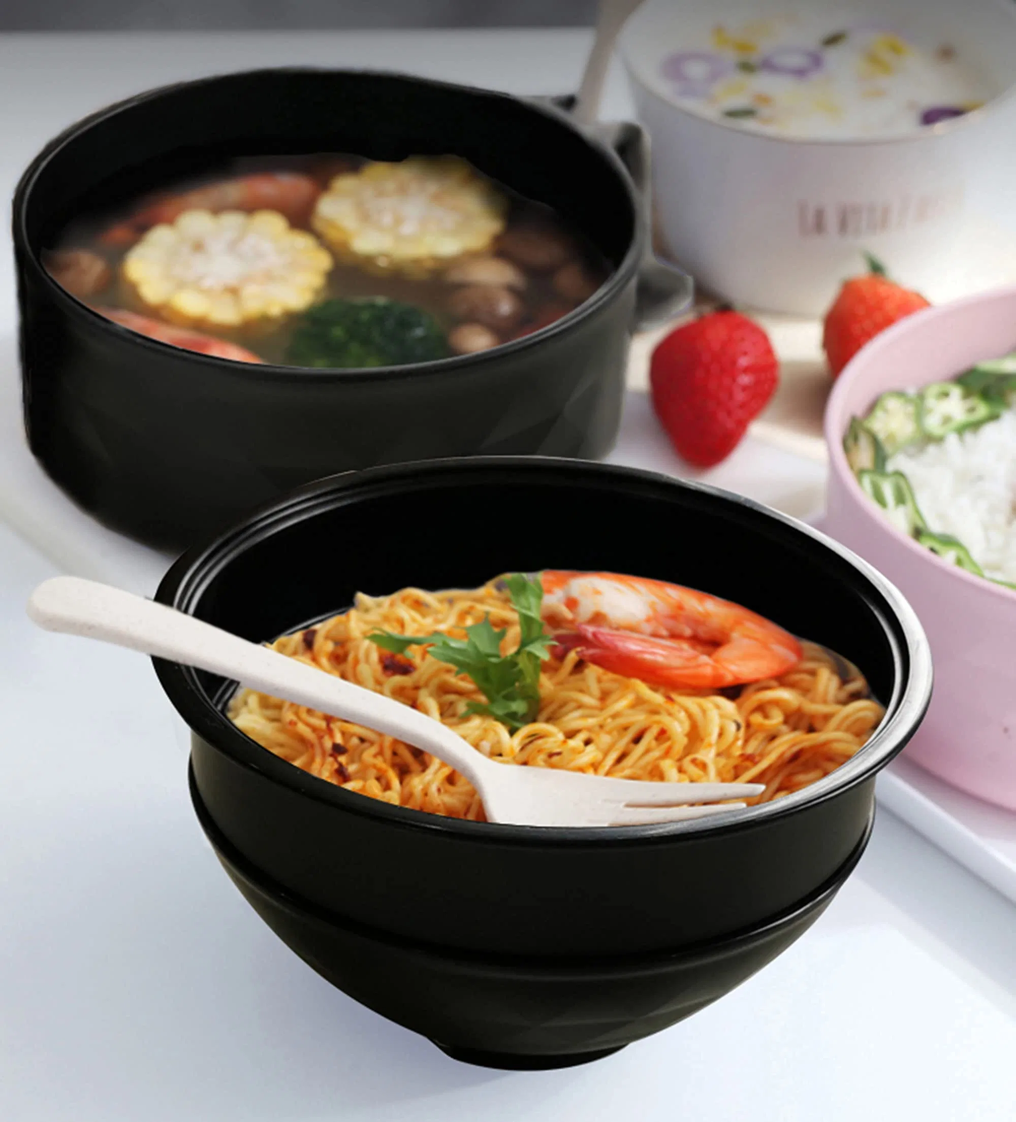 Commerce de gros Multicolor Ramen cuisinière Ramen bol en plastique fixé au micro-ondes