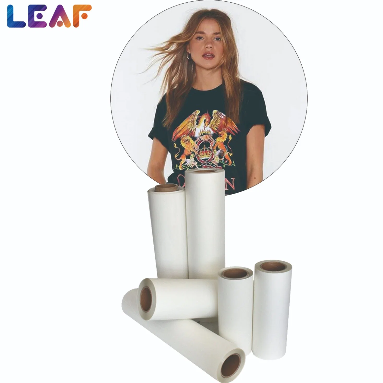 LEAF 75U thickness dtf film 60 cm heat transfer dtf pet film 60cm roll size pet film dtf high quality Double single side printing