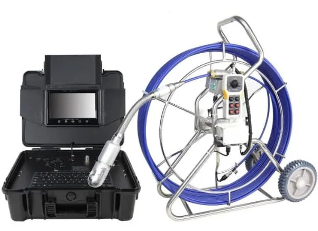 Sistema de cámaras de inspección de drenaje con lente 50mm y cable de prueba 60m, LCD en color de 9 pulgadas