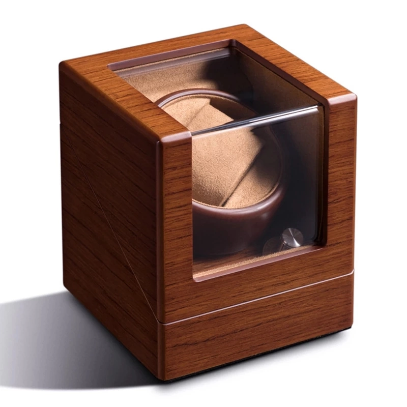 Rendimiento de alta calidad/alto costo 1+0 Madera simple reloj mecánico automático Winder Box Caja de rotador de bobinado Armario batería Remontoir Watchwinder