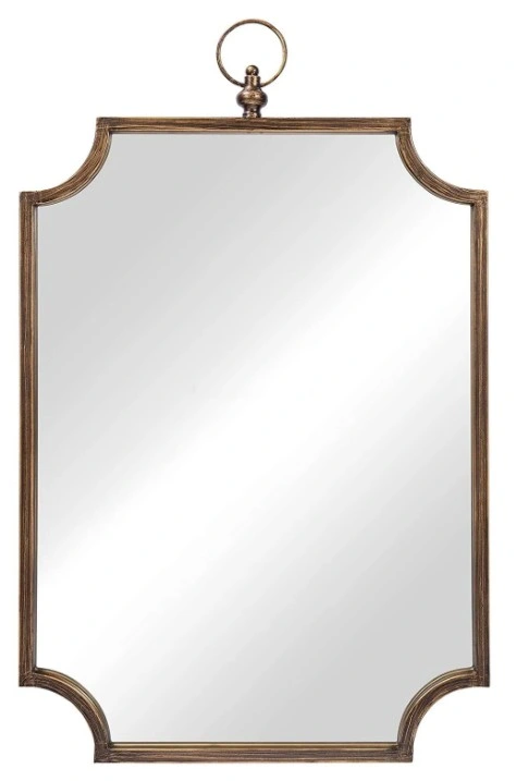 Rectangular Metal Framed Accent Wall Mirror for Home Use