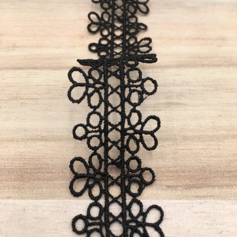 Tecido de atacadores em corte de lace preto bordado em tecido de croché em lace com atacadores Acessórios de costura artesanal DIY para construção de embarcações