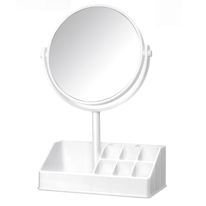 Faire pivoter de 360 degrés ronde avec des boîtes de rangement de bijoux et inoxydable titulaire Rose double face de la jeune fille Coiffeuse Space-Saving style miroir de maquillage