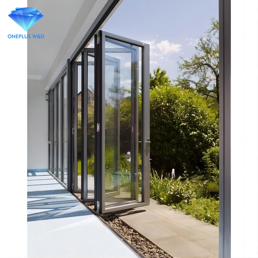 House Folding Glass Exterior Soundproof Standard Aluminum Bi Fold Folding Doors