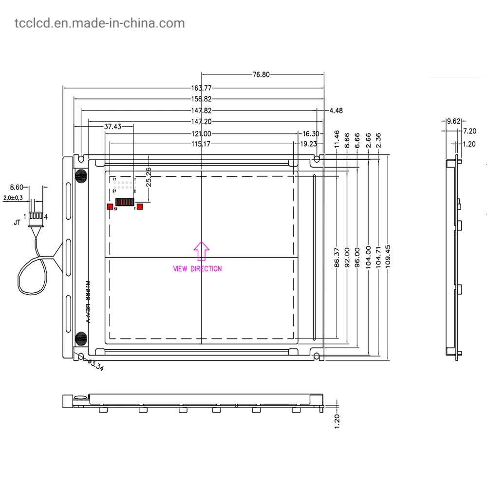 5,7 Zoll 320 X 240 PUNKTMATRIX Negativ-Display mit schwarzer Folie CCFL 320240-Schwarzweiß-LCD-Display mit Hintergrundbeleuchtung