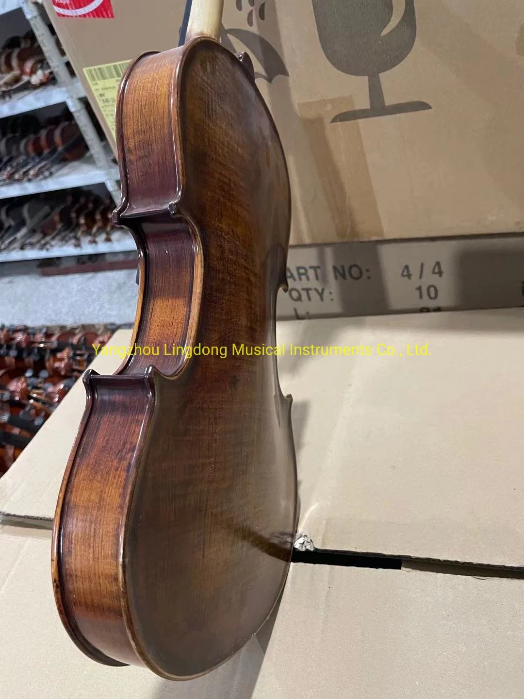 Wholesale/Supplier Handmade Natural Flame Violin with Ebony Parts in China