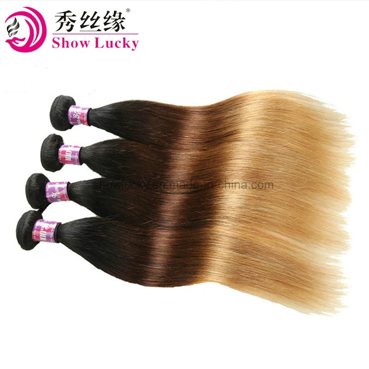 Cheap Discount Three Tone Color 1b/4/27 Brazilian Virgin Human Hair Straight Remy Ombre Hair Weaving