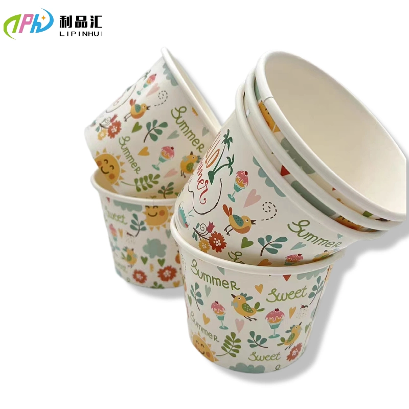 Disposable Biodegradable Personal Logo Printing 5oz 6oz 8oz Ice Cream Package Container